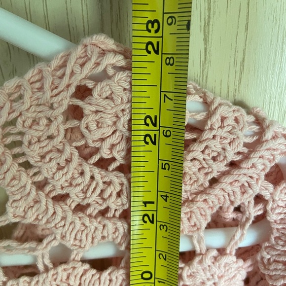 POL Pink Peach Crochet Button Front Cardigan One Size SMC79 Beautiful - Picture 12 of 13